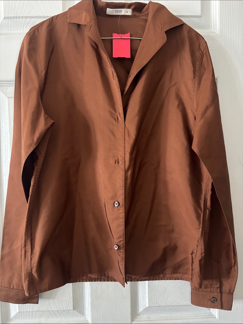 Prada Brown Button-Front Silk Lightweight blouse